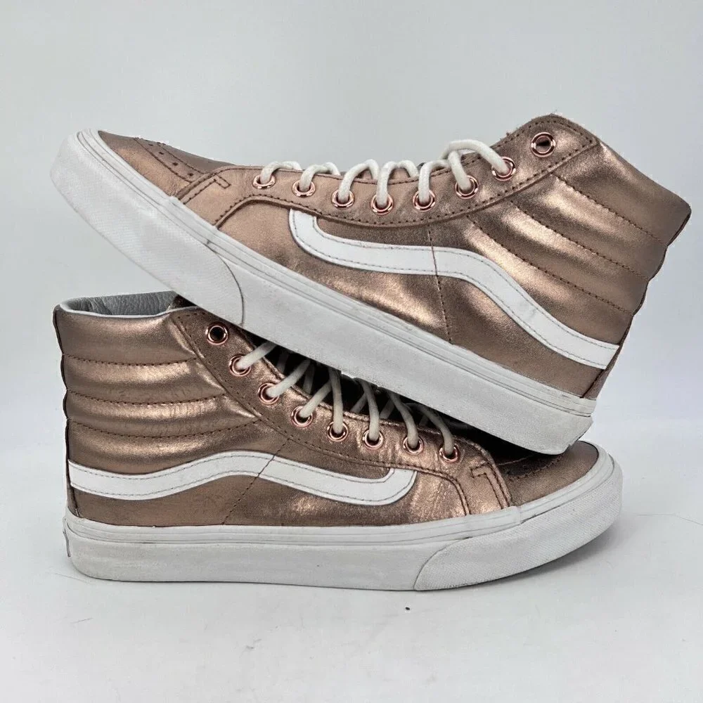 Vans Off The Wall Unisex Size 7M 8.5W Sneaker Shoes Metallic Gold 721277
